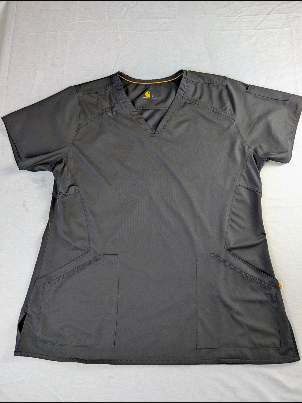 Carhartt Force Men's L Scrub Top Black V-Neck Short Sleeve  C12106